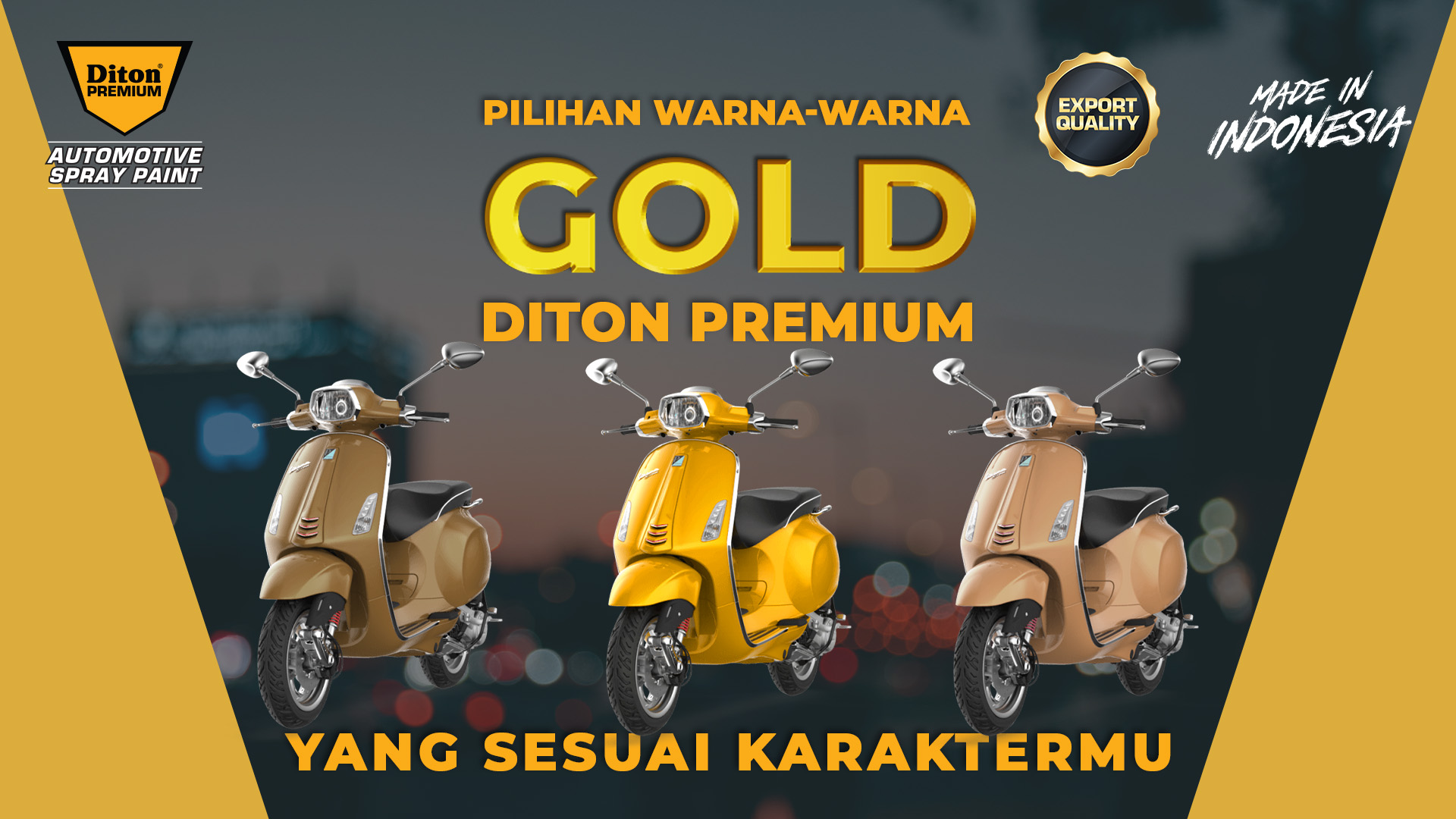 Macam Macam Warna Gold Velg. Pilihan Warna-warna Gold Diton Premium yang Sesuai Karaktermu