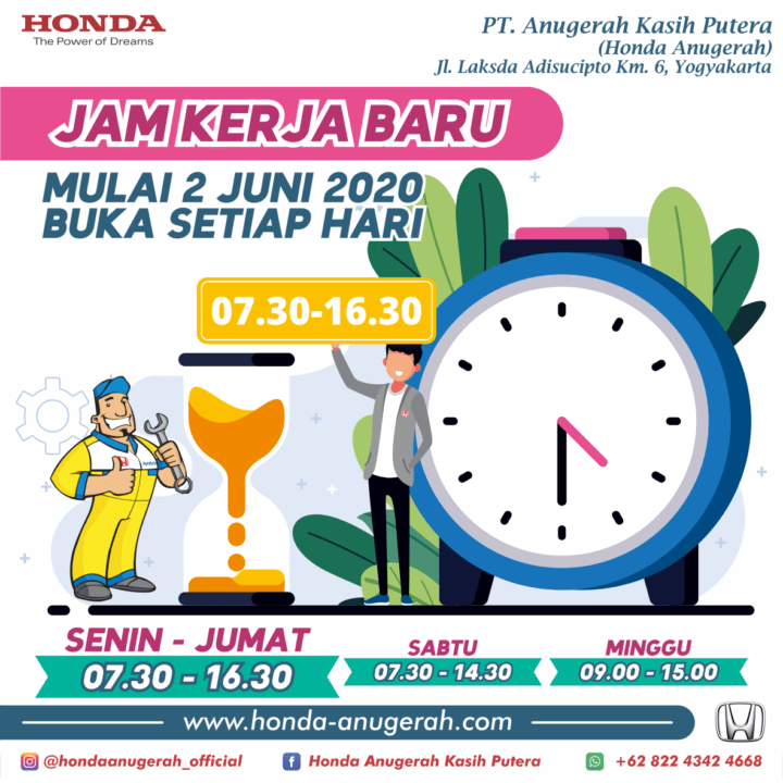 Jam Buka Dealer Honda. JAM OPERASIONAL BARU HONDA ANUGERAH MULAI 2 JUNI 2020