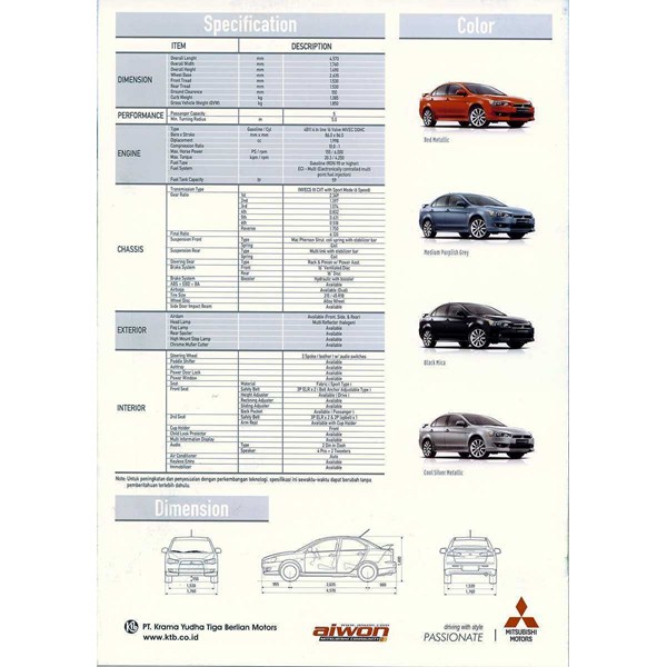 Mitsubishi Lancer Ex 2.0 Gt. Jual MITSUBISHI LANCER – EX 2.0 GT A/ T oleh PT BATAVIA