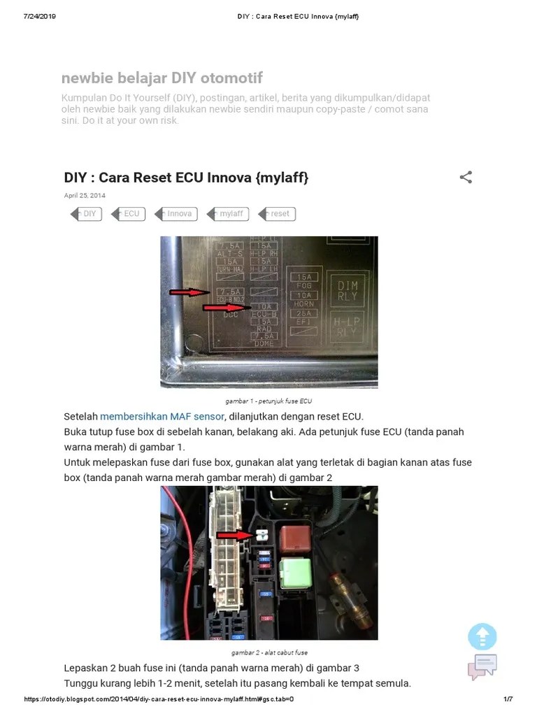 Cara Remap Ecu Innova Diesel. DIY - Cara Reset ECU Innova (Mylaff)