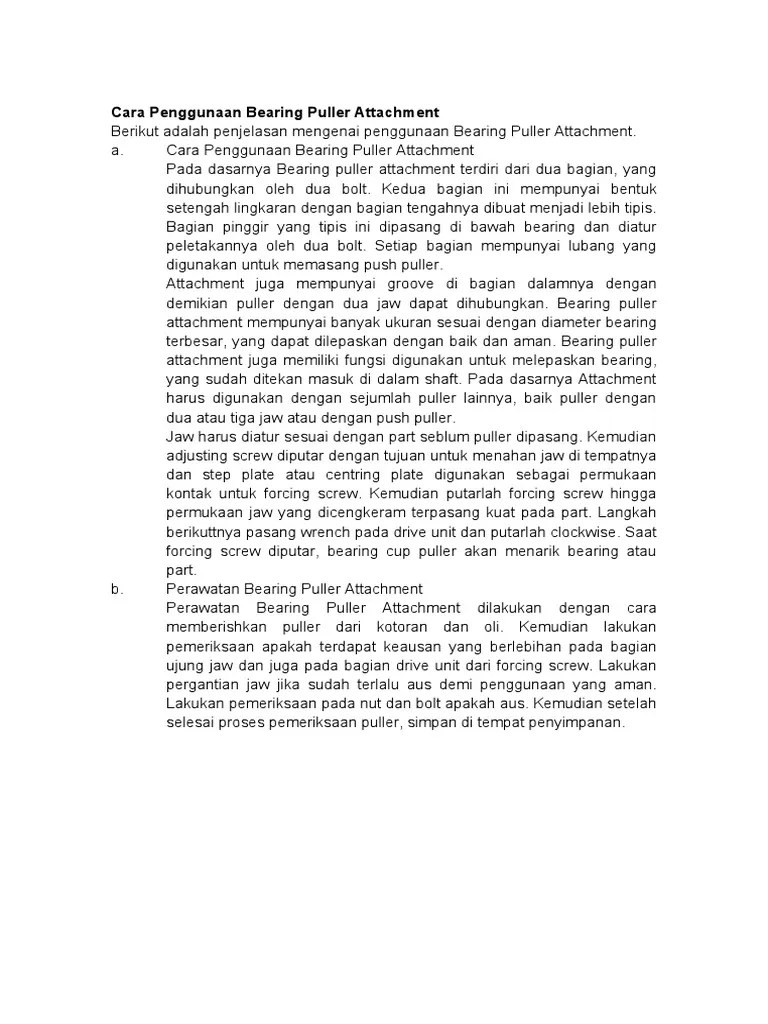 Fungsi Bearing Puller Attachment. Cara Penggunaan Bearing Puller Attachment