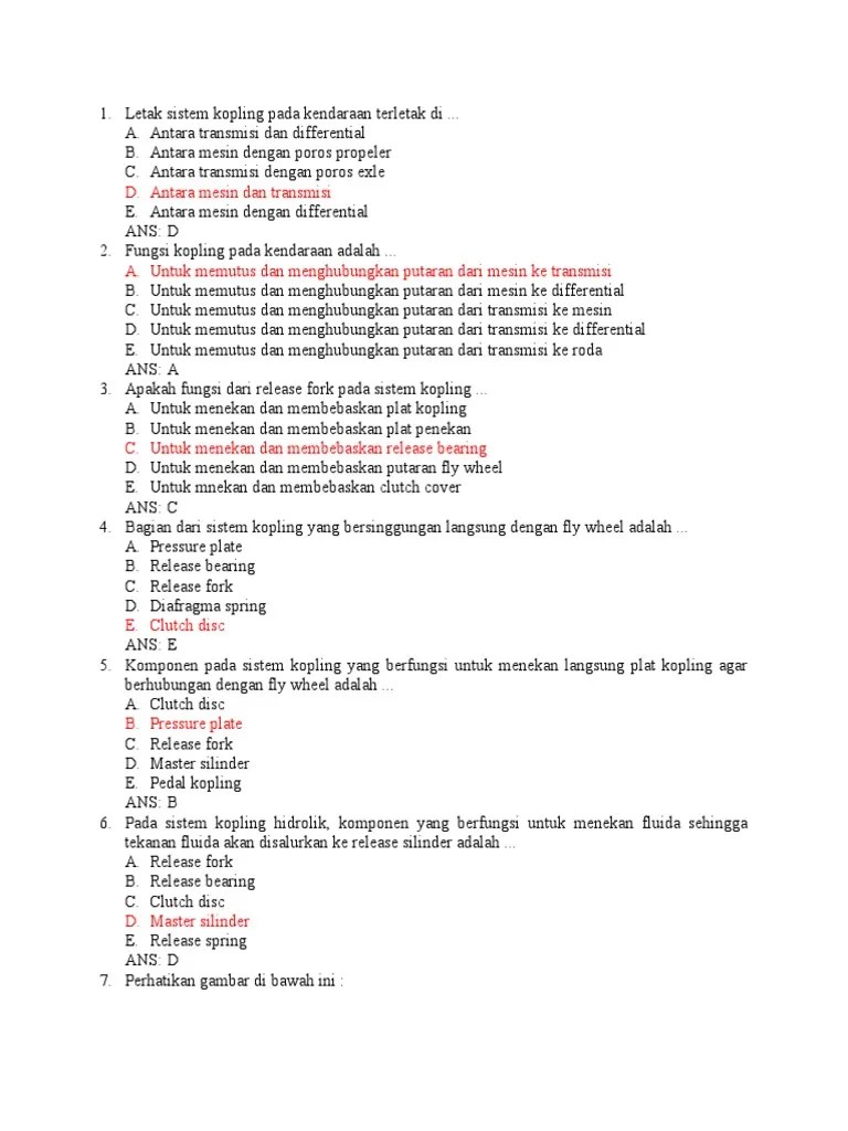 Bagian Dari Sistem Kopling Yang Bersinggungan Langsung Dengan Flywheel Adalah. Soal Penilaian Semester Ganjil (Xi SPT)