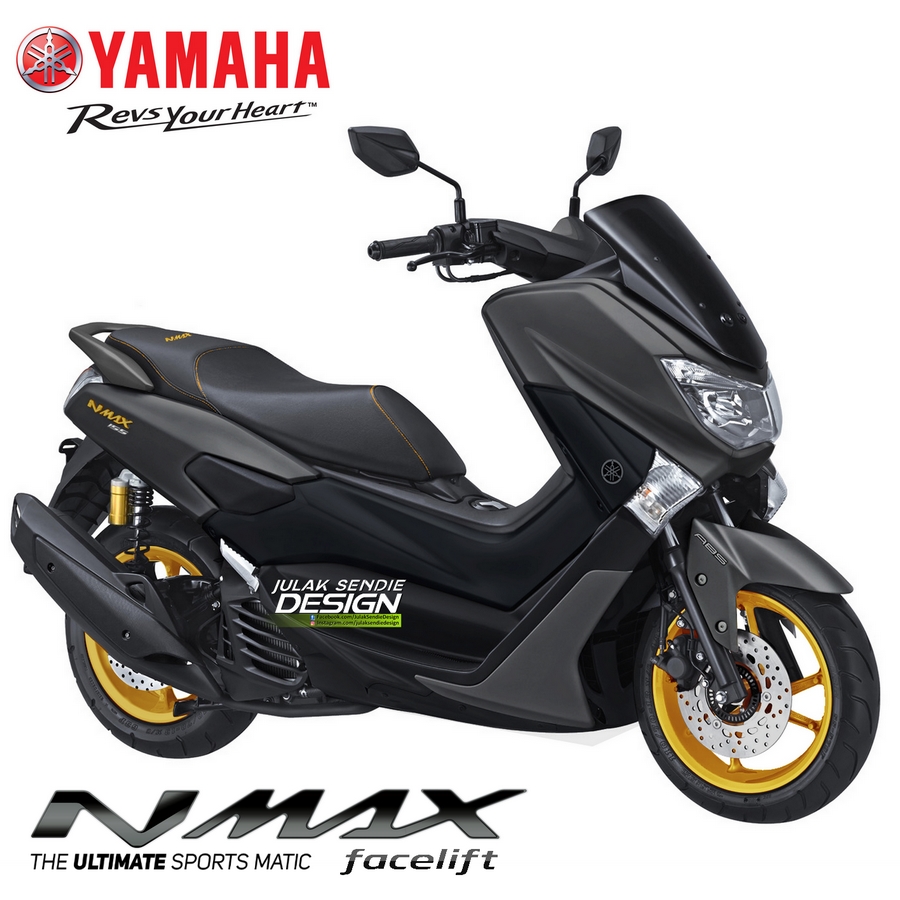 Velg Abu Abu Metalik. Begini kira kira next Yamaha NMAX 155 facelift 2018 . . . Velg emas