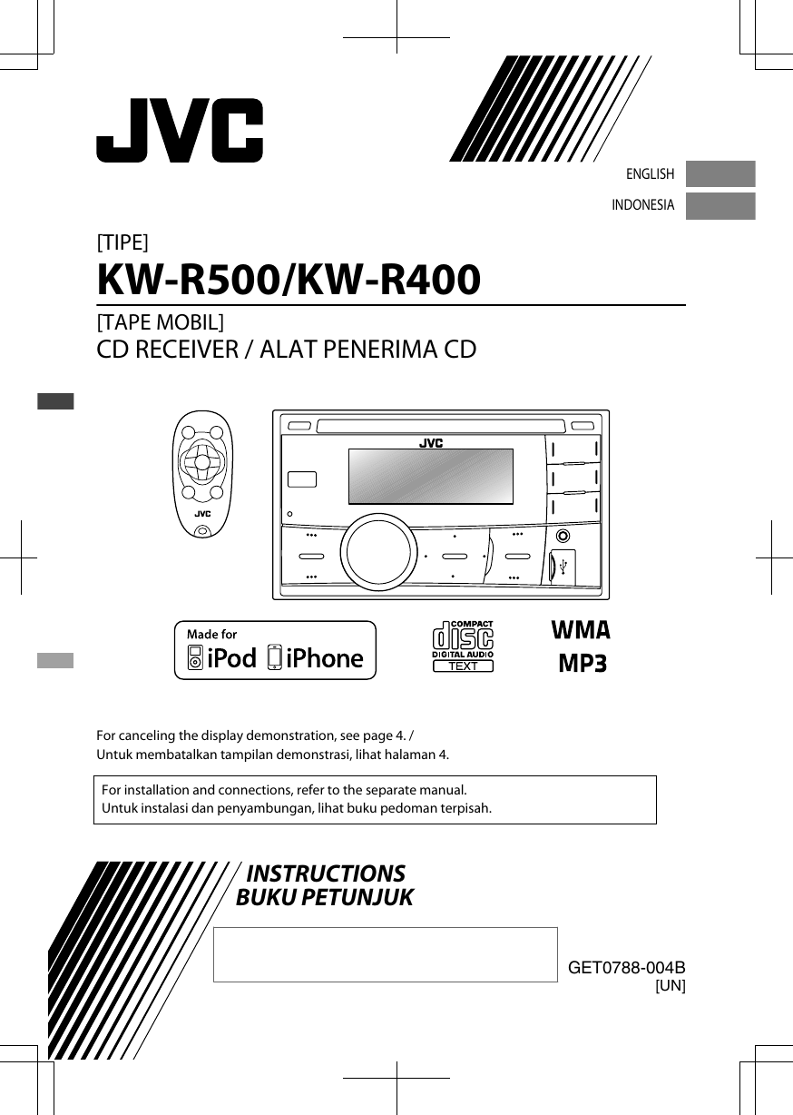 Jvc Kw R500 Wiring Diagram. JVC KW R500UN R500/KW R400 User Manual GET0788 004B