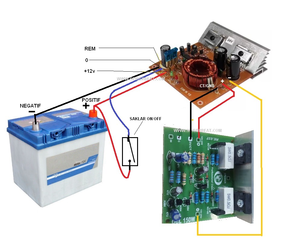 Cara Merubah Speaker Aktif Ke Aki Mobil. Cara Agar Kit Power Amplifier OCL 150W Bisa Menggunakan Aki 12V